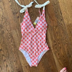 Summersalt Backflip with bow ties in peach gingham